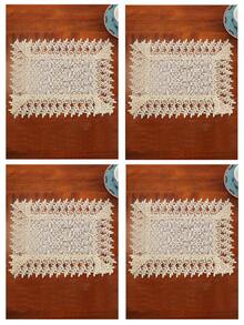 1条100%涤纶面料刺绣蕾丝边桌旗，适用于厨房、餐桌、客厅、电视柜、橱柜、会议桌、书桌、茶几、梳妆台、家居装饰、餐垫、户外家具、花园、节日聚会、家庭派对、节日装饰、派对、婚礼装饰，四季皆宜，多种尺寸可选 - 米色 - 查看 20