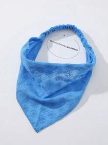 1 pieza Diadema con volantes bordada a mano para mujer, adecuada para uso diario y accesorios para el cabello de verano para vacaciones, banda para el cabello de playa, diadema de vacaciones para mujeres - Azul - Ver 4