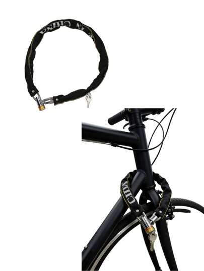 1 pieza Cadena de bloqueo para motocicleta de 84.0 cm de alta resistencia - Hierro metálico resistente con 2 llaves, accesorio de reforzado para bicicleta, método de control manual, almacenamiento para motocicleta y bicicleta