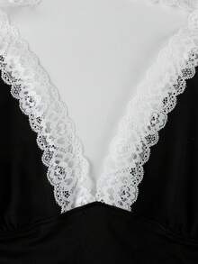 Bộ jumpsuit ren thanh lịch mùa hè, kiểu dáng sang trọng, hở lưng, cổ yếm, thích hợp cho đi chơi, công sở. - màu đen - Xem 8