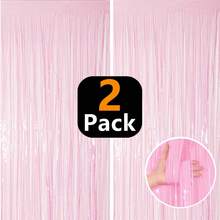 1 件流苏窗帘装饰背景，适用于派对、拍照亭、生日、婚礼、毕业装饰 - 藕粉色 - 查看 1