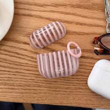 Ốp tai nghe Pro 3/2, 4/3/2 màu hồng trong suốt kẻ sọc + vòng, ốp tai nghe thời trang nữ/tối giản, ốp/vỏ bảo vệ Apple dành cho nam - Hồng - Xem 6