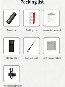 Kính viễn vọng một mắt cầm tay này mang đến khả năng quan sát rõ nét, sắc sảo ở khoảng cách cực xa nhờ thiết kế quang học tiên tiến. Được trang bị lăng kính truyền dẫn cao và công nghệ phủ nhiều lớp, nó tạo ra hình ảnh sáng, sắc nét mà không bị tối góc hay quang sai màu, giúp bạn quan sát các cảnh vật ở xa một cách sống động. - Ống nhòm 300*25 + kẹp điện thoại + chân máy - Xem 10