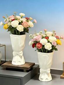 1个装饰花瓶，适用于家居、客厅、餐厅、书房、卧室、玄关、咖啡厅、婚礼、派对装饰。优雅的3D蝴蝶结设计，花卉摆设容器，现代农舍风格装饰，家居装饰，生日、节日礼物，可爱房间摆件。 - 多色 - 查看 4