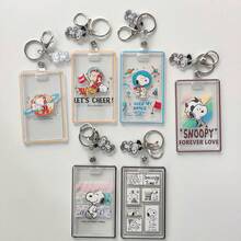 SNOOPY 1pc Transparent Card Holder Access Card, Student Card, Transportation Card, Bus Card, Can Be Hung With A Neck To Prevent Loss, Long Rope Peanut Comic, New Year's Gift, Valentine's Day Gift, Easter Gift[Stochastic Style] - Multicolor - View 3