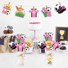 6 piezas de varitas de papel para bautizo de bebé, baño, revelación de género, fiesta de cumpleaños de fútbol rosa, decoraciones para fiesta con tema deportivo, centro de mesa - Multicolor - Ver 5