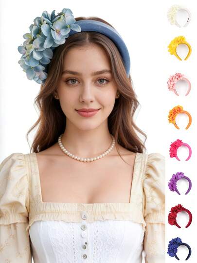1pc Fascinators For Women Tea Party Cloth Flower Flannel Sponge Hairband Derby Wedding Church Bridal Cocktail Headband
