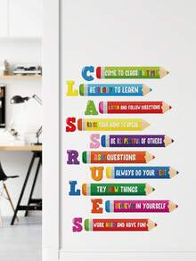 1pc Children's Room Wall Decor Letter Pencil, Colorful Letter Wall Sticker, Suitable For Children's Room, Bedroom, Living Room, Classroom, Background Wall, Wall Decor, Easy To Paste And Remove, Home Decor, Sticker, Wall Sticker, Home Decor. - Wall Stickers - View 13