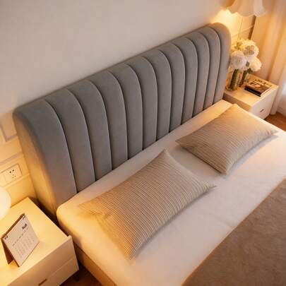 Funda acolchada de terciopelo grueso para cabecero, funda protectora antipolvo de envoltura completa, acolchado suave por ambos lados, protector de cabecera anti-colisión