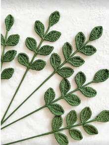 1 pièce Décoration de feuille au crochet faite main, convient pour la Saint-Valentin et la décoration de la maison au printemps/été, conception créative de branche de plante artificielle, cadeau pour la Saint-Valentin/anniversaire/remise des diplômes - feuilles tressées - Voir 2