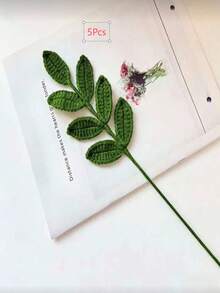 1 pièce Décoration de feuille au crochet faite main, convient pour la Saint-Valentin et la décoration de la maison au printemps/été, conception créative de branche de plante artificielle, cadeau pour la Saint-Valentin/anniversaire/remise des diplômes - feuilles tressées - Voir 10