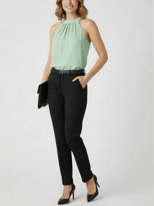Blusa Feminina Gola Halter Moda Classica Casual Elegante Estilosa - Verde - Visão 4
