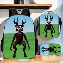 99 Night In The Forest 3pcs Cartoon Design Backpack Collection, Easy To Carry And Foldable With Adjustable Straps, Featuring A Spacious Casual Double Shoulder Backpack, A Pencil Case, And A Messenger Bag Suitable For School Or As A Birthday Present - 3pcs - 查看 1