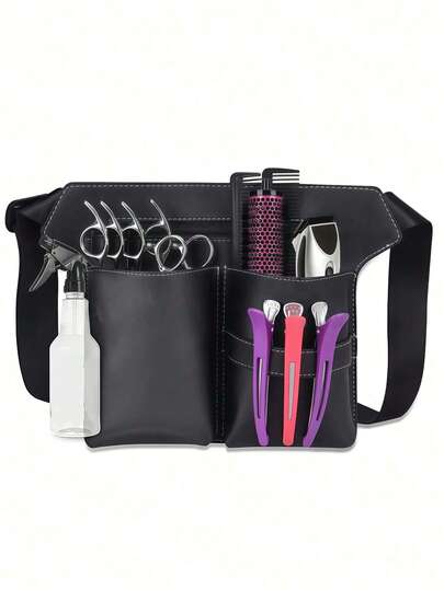 1 Hairdresser Scissor Bag, PU Leather Waist Bag, Professional Hairdressing Tool Storage Bag With Belt, Salon Scissor Organizer Bag, Hairdressing Tools, Hair Products And Accessories, Suitable For Barbershops, Beauty Salons, Back To School Season, Travel Holiday Essentials, Including: Combs, Hair Dryers, Hair, Barbers, Edge Combs, Hair Dryers