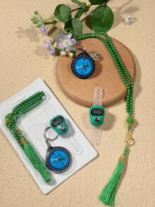 Muslim Pilgrimage Essential Electronic Counter Compass, 99 Pearl Tassel Prayer Beads Handheld Digital Counter, Muslim Islamic Religious Supplies - Multicolor - View 12