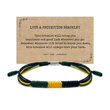 Global Flag Color Woven Bracelet, Colorful Rope & Bead Adjustable Woven Bracelet, USA & Colombia Flag Woven Bracelet, Unisex Wristband - Multicolor - View 11