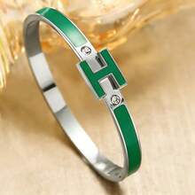 1 chiếc vòng tay bạc hình chữ H dành cho nữ, trang sức tinh tế, món quà tuyệt vời nhất dành cho phái nữ vào dịp Lễ Phục Sinh, Giáng Sinh, Ngày của Mẹ (Không kèm hộp quà) - Chữ H được viền bằng bạc. - Xem 9