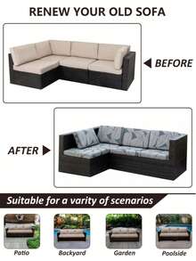 All-Season Elastic Non-Slip Outdoor Sofa Cushion Cover, Outdoor Printed Sofa Cushion Cover, Beach Villa Yard Printed Sofa Cushion Cover, Wear-Resistant And Scratch-Resistant Easy-To-Clean Outdoor Seat Cushion Cover, Patio Rattan Sofa Universal Furniture Protective Cover, Outdoor Sofa Cushion Cover, Outdoor Furniture Protection, Patio L-Shaped Rattan Sofa Protective Cover - Multicolor - View 9