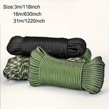118.11/629.92/1220.47 英寸 4 毫米 7 股涤纶帐篷绳，手工编织，适用于露营帐篷、花园凉棚、帐篷、晾晒衣物、各种项目、户外装备、手链和户外活动，多功能户外配件，露营和徒步旅行配件，是徒步旅行、背包旅行和生存装备、旅行用品、露营装备和户外探险的理想之选。 - 彩色 - 查看 8