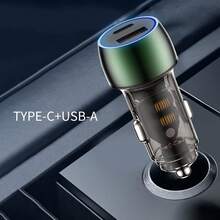 Bộ sạc ô tô hai cổng USB, hỗ trợ sạc nhanh QC3.0 và PD 30W, thiết kế pha lê trong suốt, sạc nhanh 5V cho điện thoại Android/Smartphone. - nhiều màu - Xem 15