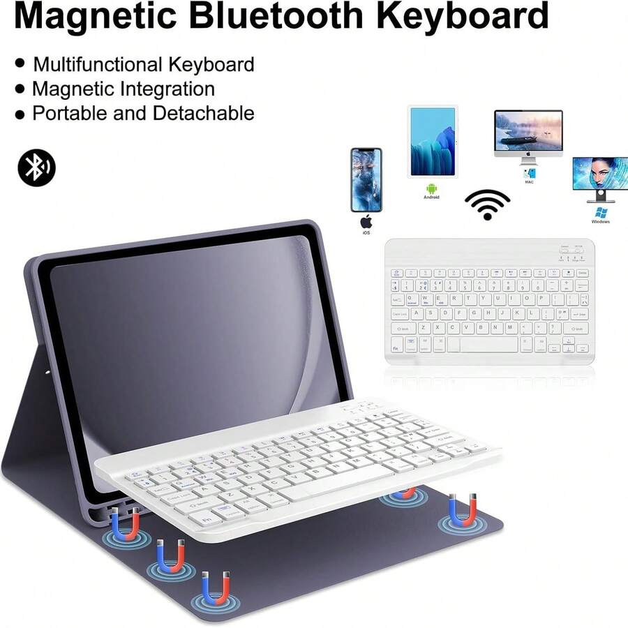 Keyboard Protective Case Suitable For IPad/Galaxy Tab Series/MatePad Series/Honor Tablet Series/Tablet PC Series/Tab Series/Xiaoxin Tab Series/IdeaTab Series - 淺灰紫 - 查看 1