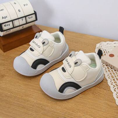 1 par de zapatos deportivos transpirables de malla para niños, con suela blanda antideslizante y cierre de gancho y bucle para niños pequeños