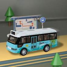 Blue Inertia Bus Doll, Friction Powered Mini City Bus Model, Children's Simulation Vehicle Doll, Kids Gift, Doll Car, Children's Doll, Car, Boys Doll - Multicolor - View 8