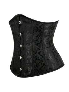 1pc Elegant Steampunk Women Jacquard Scroll Pattern Hook And Eye Fashion Corset Belt For Clothes Decoration Halloween Waist Trainer - 綠色 2 - 查看 2