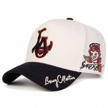 1pc Men's LA Truck Driver Hat, Personality Letter Heart Embroidery Baseball Cap, Streetwear Fashion 5-Panel Hat, Outdoor Sun Protection Casual Cap For Spring, Autumn, Travel, Beach - Gạo đen - Xem 7