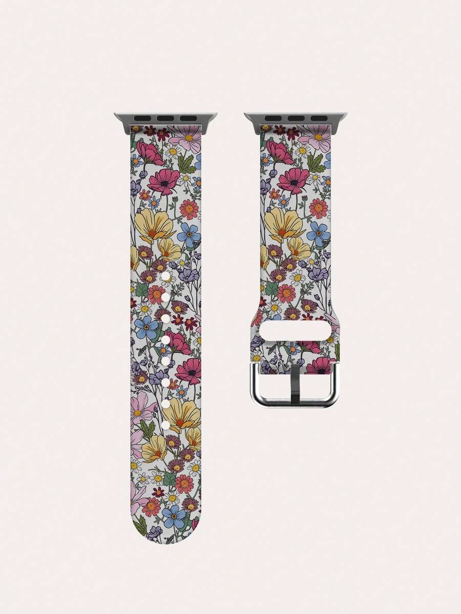 半透明春季彩色花卉圖案時尚矽膠錶帶,適用於 38mm 40mm 41mm 42mm 44mm 45mm 46mm 49mm,兼容 Series Ultra S12/S11/S10/SE/8/7/6/5/4/3/2/1,休閒運動日常穿搭智慧手錶錶帶 - 彩色 - 查看 1
