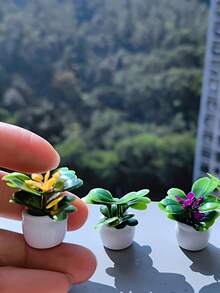 迷你仿真盆栽 | 逼真树脂盆景和开花绿植，无需用电，方形花盆，适合室内/室外装饰，情人节、复活节、圣帕特里克节、感恩节、家居桌面装饰、办公室装饰、生日礼物 - 卧室装饰、床头装饰、母亲节礼物、返校礼物 - 多色 - 查看 7