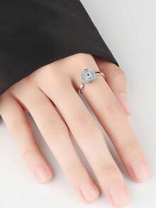 1 chiếc nhẫn xoay hình mắt quỷ có thể điều chỉnh kích thước, nhẫn Zirconia chống lo âu sáng tạo kiểu Châu Âu và Mỹ (số lượng Zirconia ngẫu nhiên) - Màu Bạc Cổ - Xem 2