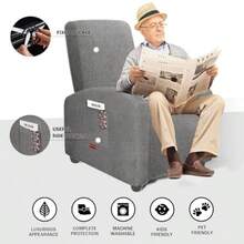 3 piezas de tela de felpa extra pequeña Fundas para silla reclinable estirables Funda reclinable para silla reclinable Lazy Boy de ancho Lavable Gris claro - Gris claro - Ver 2