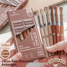 6pcs Coffee Themed Quick-Drying Liquid Ink Gel Pens, Smudge-Proof, Soft Touch, Suitable For Note-Taking, Drawing, School & Office Supplies - Black - View 5