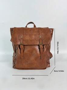 JIANSHANGGUSHI Women's Retro Fashion Backpack, Multi-Pocket Decor Design, Versatile For Commuting - Brown - View 2