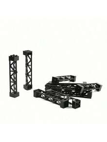 4件套城市积木火车车厢立柱支撑梁2x2x10砖块玩具，兼容技术零件95347，房间装饰 - 黑與白 - 查看 3