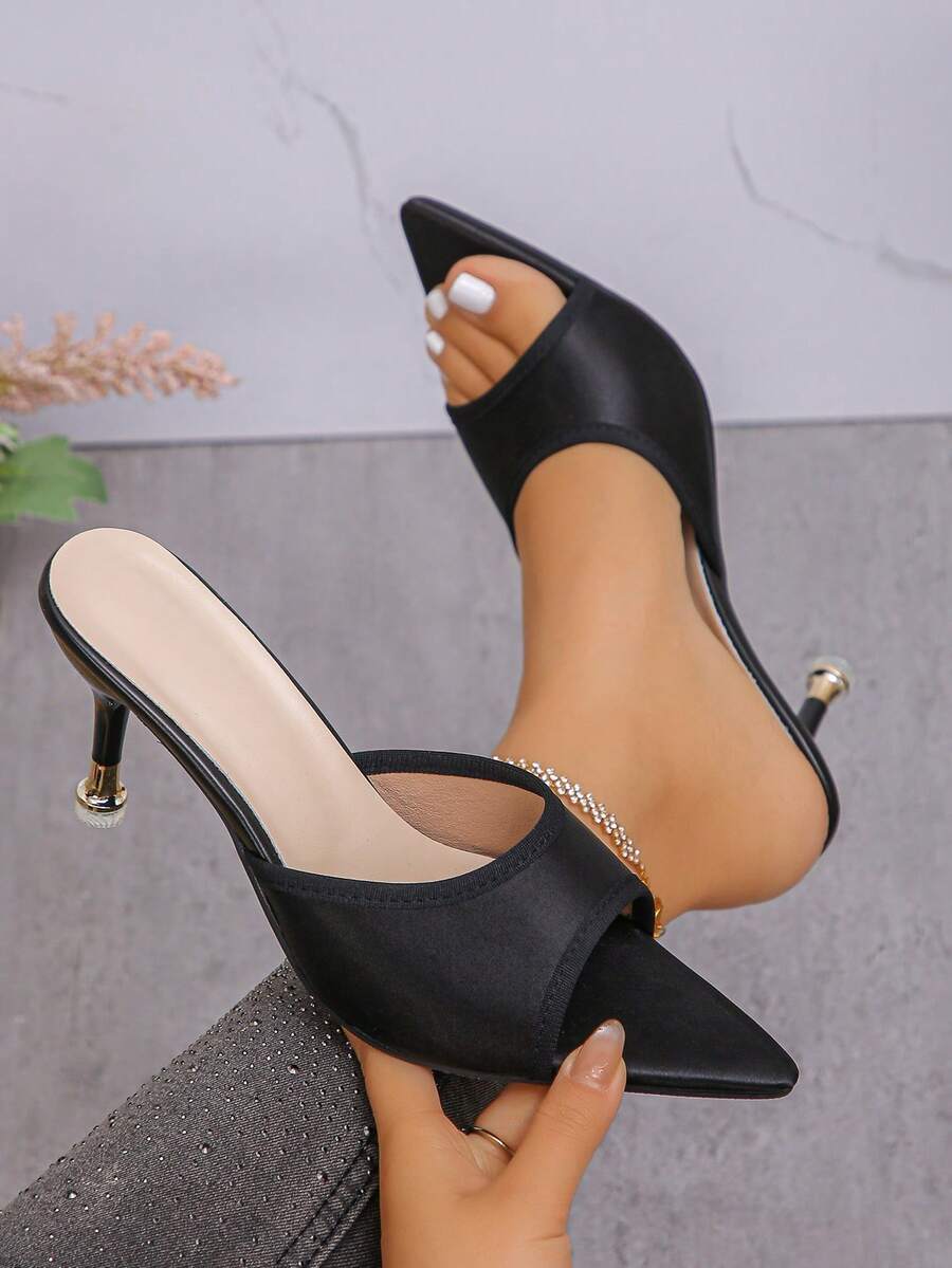Mẫu sandal cao gót mũi nhọn gợi cảm, kiểu dáng slip-on thời trang mới nhất năm 2026 dành cho nữ. - màu đen - Xem 1