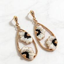 Pendientes Florales Bicolor de Esmalte Retro, Pendientes de DiseñÚnico en Forma de Gota de Agua, Pendientes Elegantes de Lujo - Multicolor - Ver 7