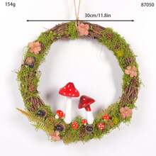 1pc Spring/Summer Rustic Faux Succulent Wreath With Welcome Sign, Farmhouse Home Front Door Wall Garden Decor - Wreath - View 7