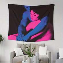 1pc UV Glow In Dark Tapestry - Blacklight Reactive Glow Wall Hanging, Large Neon Pink Blue Purple Love Couple Design Peach Beige Fabric For Bedroom & Party Decor, Tapestry For Bedroom, Wall Tapestry, Wall Tapestry For Bedroom., Room Deocr, , Room Decor, Decor, House Deocr, Living Room Deccor, Quinceanera, Katseye, Ghostface, , Scene, Flag, , Therian - A - 查看 3