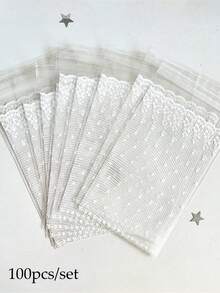 Bộ 100 túi tự dính ren trắng kiểu Hàn Quốc INS, túi đựng ảnh Kpop 3 inch, túi trang trí dễ thương, túi quà tặng. - Túi đóng gói - Xem 8