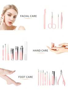 2/7/10/16pcs Professional Manicure Set, Pedicure Set, Nail Clipper Set, Luxury Travel Case Included, Suitable For Friends & Family, Pink Ladies Version - Pink - View 6
