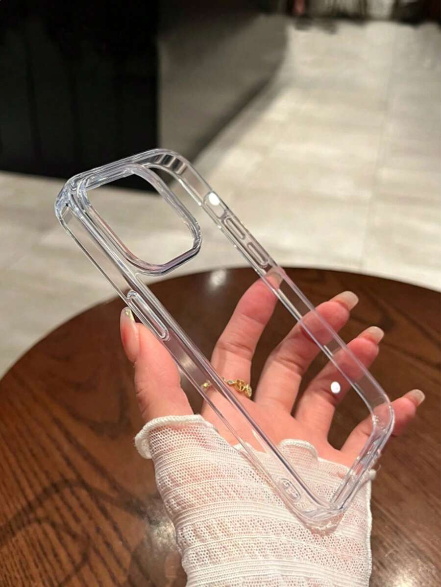 Simple Black Acrylic Transparent Phone Case Compatible With IPhone 17 Pro Max/17 Pro/17 Air/17/16 Pro Max/16/16 Pro/16 Plus/11/15/15 Pro/15 Pro Max/12/13/14 Pro Max/XS/XR/11 Pro/11 Pro Max/12 Pro/12 Pro Max/13 Pro/13 Pro Max/7 Plus/14 Pro/14 Pro Max/14 Plus/7 Plus/8 Plus/8/SE2/12 Mini/13 Mini/16E, Durable And Anti-Yellowing Hard Shell - Clear - View 1