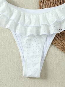 2026 Summer & Spring French Style White Ruffle Bikini Swimsuit, Sexy Beach Vacation 2 Pieces Swimwear, Fashionable Girl Style - White - View 5