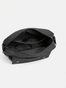 1pc Men's Solid Color Versatile Shoulder Bag, Minimalist Casual Outdoor Messenger Bag For Men - Black - View 6