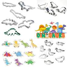Molde para galletas con forma de dinosaurio, molde de galletas de dinosaurio de metal de acero inoxidable divertido, molde para panqueques con forma de dinosaurio para niños, regalos para el Día de la Madre, artículos para mamá, suministros de repostería - Plateado - Ver 1