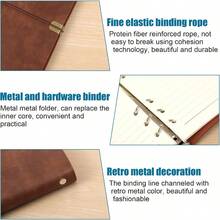 A6 Travellers Notebook Medium Notebook Vintage Travel Diary Note Sketchbook Sketchbook Leather Book Ring Binder Diary Made Of Faux Leather For Notebooks, Planners, Romans And Journals - 1本 - 查看 4