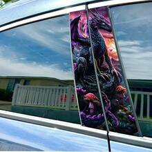 2pcs High-Quality Waterproof Vinyl Stickers, Designed Specifically For Car B-Pillars, Also Includes 1 Innovative B-Pillar Protective Film With Western Dragon Pattern. These Stickers Are Suitable For Use On Vehicles, Walls, And Glass Windows. - A - View 6