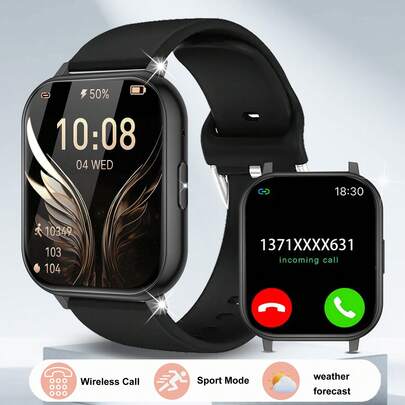 1pc Unisex Smart Watch, Wireless Calling, Pedometer, Calorie Counter, Activity Tracking, Multiple Sports Modes, Wireless Music, Message Notification, 1.83" Full Touch Screen, Compatible With IPhone/Android, Suitable As Gift For Men And Women