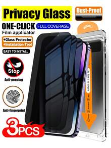 Protetor de Tela de Celular com Privacidade - Kit com 3 Películas de Vidro Temperado para Privacidade. Instalação sem Poeira, Aplicação com Um Clique, Protege Eficazmente a Privacidade, Anti-Espionagem, Design com Bordas Reforçadas, Resistente a Arranhões e Impactos. Compatível com iPhone 17E/17 Pro Max/17 Pro/17 Air/17/16/16 Pro/16 Plus/16 Pro Max/15/15 Plus/15 Pro/15 Pro Max/14/14 Plus/14 Pro/14 Pro Max/13 Mini/13/13 Pro/13 Pro Max/12 Mini/12/12 Pro/12 Pro Max/11/11 Pro/11 Pro Max e Outros Modelos. Ótimo Presente para o Dia das Mães. - Preto - Ver 30